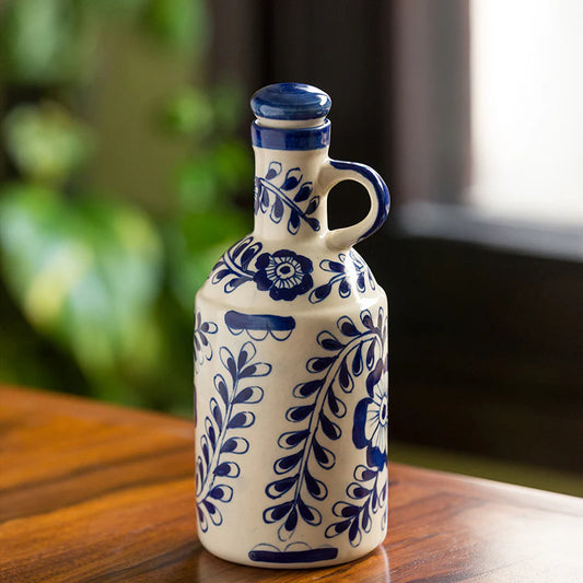 Mughal Hand-Painted Ceramic Oil Bottle (1000 ML)