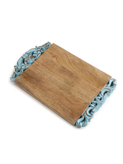 Cheese Board & Platter with Hand-Carved Turquoise Border