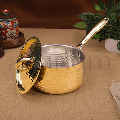 Traditional Handcrafted Brass Saucepan with Lid