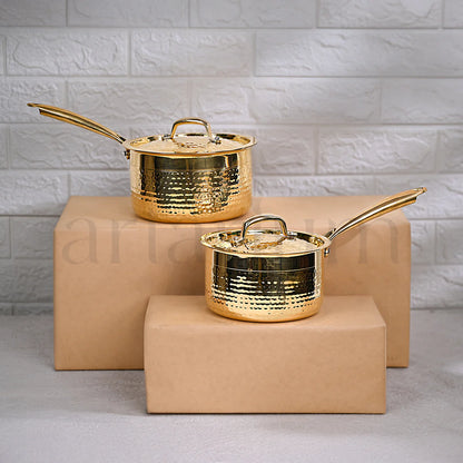 Traditional Handcrafted Brass Saucepan with Lid