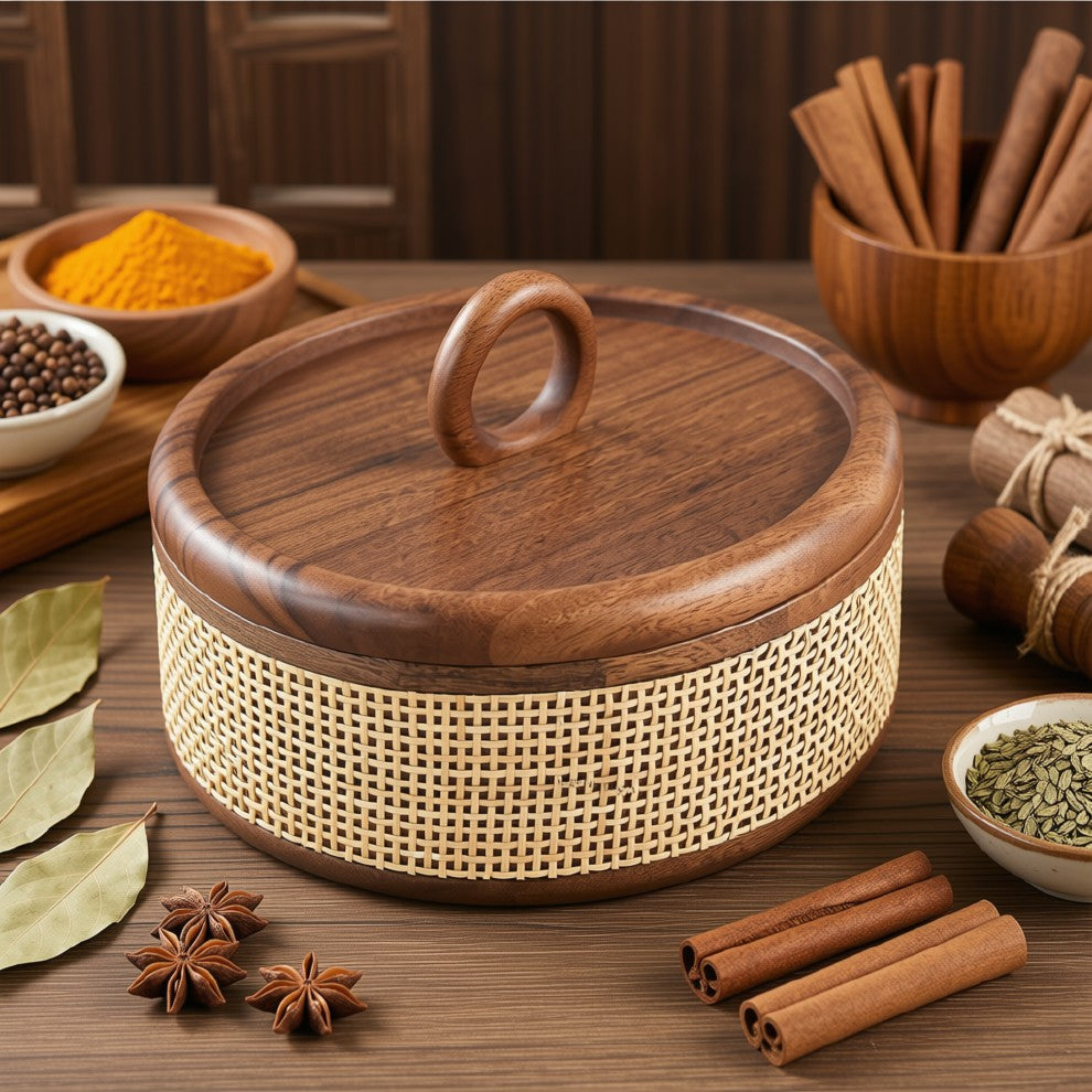 BB Tresso Wooden Roti Box (Rattan)