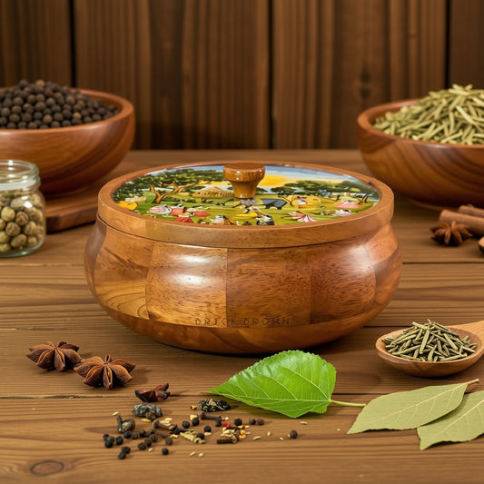 BB Handcrafted Wooden Masala Box (Traditional Print)