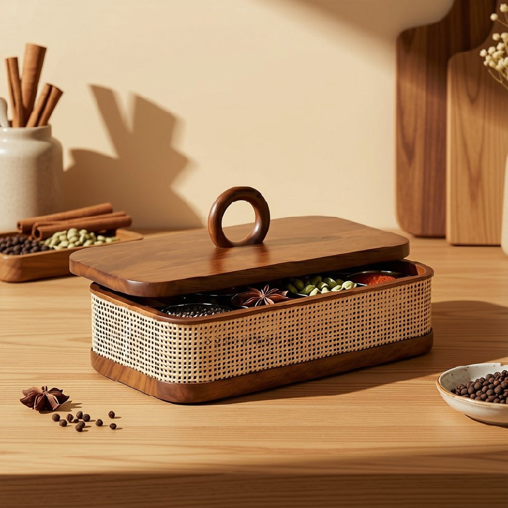Masala Box (Rattan Rectangle)