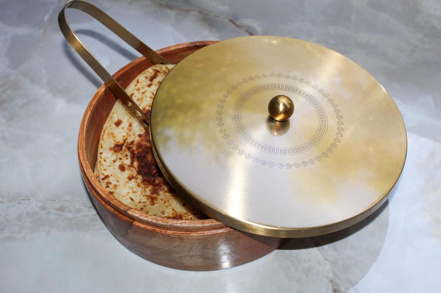 Acacia Wood Roti Box with Tong