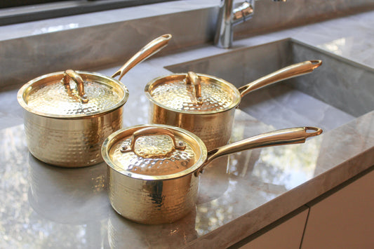 Traditional Handcrafted Brass Saucepan with Lid