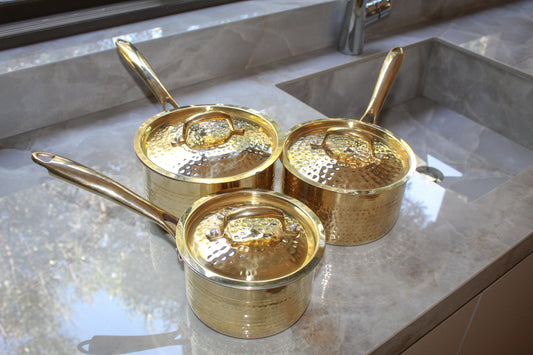 Traditional Handcrafted Brass Saucepan with Lid