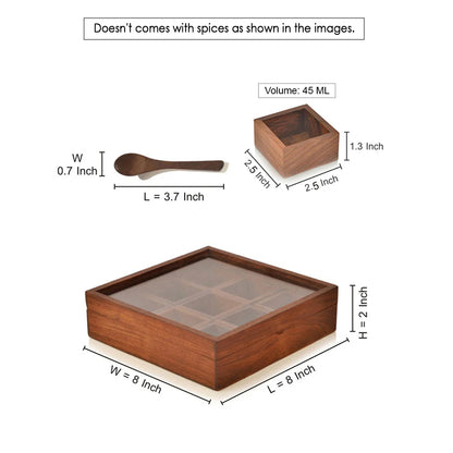 Spice Box with Spoon in Sheesham Wood